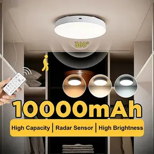 1/2Pcs LED ceiling lights, modern motion-sensor ceiling lights, 10,000mAh rechargeable with remote control, three-color dimming, can be mounted with adhesive backing or by drilling holes, suitable for shower rooms and garage interior lighting