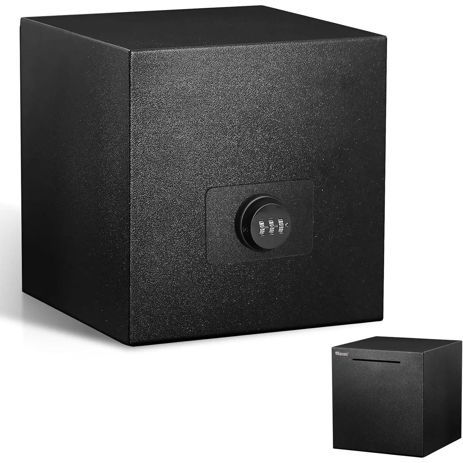 Stainless Steel Password Combination Lock Piggy Bank for Adults, 7.9in Black Unbreakable Metal Money Box with 79x79x79 Large Capacity for Cash Saving, Teens, Holiday Gifting, Lover Use