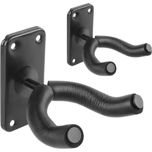 Guitar Wall Hooks (2 Pack) - Secure Guitar Holder Bracket, Wall-Mount Guitar Hangers with Padded Yoke Fork, Display Wall Rack for Guitars, Bass, Mandolin, Banjo and