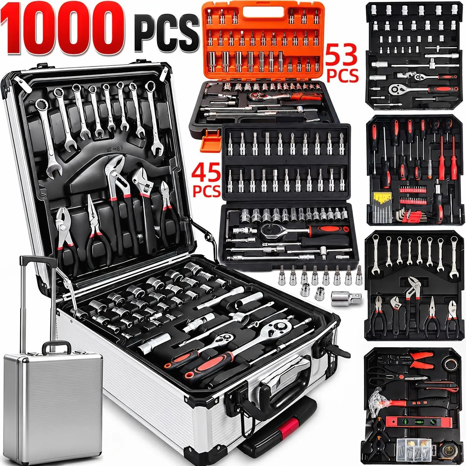 46/1000pcs Professional Tool Kit | Multi-Functional Toolbox, Compact For Home & Automotive Repair, Great For DIYers & Experts, Ideal Gift For Men, Dads & Friends, Local Delivery