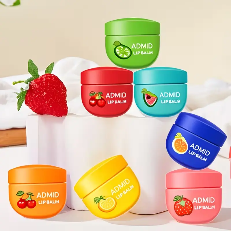 Fruit-Flavored Lip Balm Set – Moisturizing Lip Care Collection, Cute Mini Jar Lip Butter for Daily Hydration & Travel Beauty Essentials