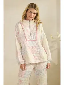 Floral Textured Quarter Zip