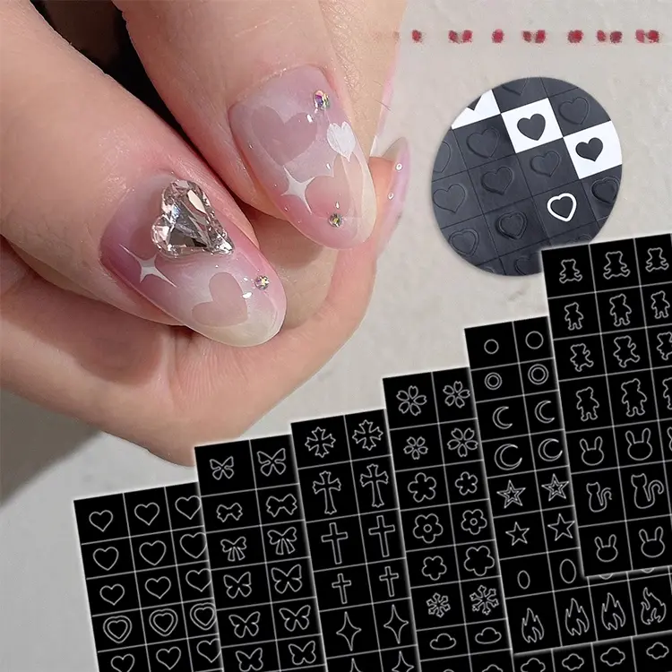 Minimalist High-End Nail Stickers Hollow Nail Art Spray Painting Template DIY Airbrush Stickers Hollow Butterfly Nail Decals
