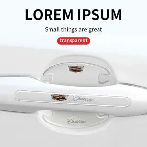 4/8Pcs 3D Transparency Car Door Handle Scratch Protector Universal Bowl Side Protection Stickers Waterproof Anti-Scratch Paint Invisible For Cadillac Escalade CTS ATS XTS CT4 CT5 XT5 XT4 XT6 CT6 SLS SRX BLS STS DTS Deville