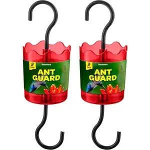 Ant Moat for Hummingbird Feeders [Set of 2] Ant Guard Keeps  Away from Feeders, Made of Durable Plastic, Red Color/Rustproof S Hooks, Suitable for All Hummingbird Feeders.
