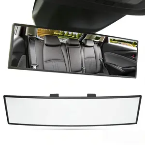 Clip on wide-angle rearview mirror, 11 inch universal interior panoramic rearview mirror, suitable for cars, trucks, and SUVs, with convex curvature design to eliminate blind spots, anti fall design, easy to install rearview mirror
