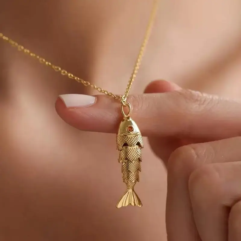Vintage Design Lucky Koi Fish Pendant Necklace, Alloy Necklace, Stainless Steel Chain, Fashionable Daily Wear Jewelry for Women, Fashion Jewelry Party, Chain Necklaces, Creative Gift Idea, Fashion Accessories
