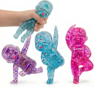 Viral TikTok Glitter Baby Squishy 1-Pack - Super Slow-Rising Soft Squeeze Stress Relief Fidget Toy for Anxious Adults, Chill Kids Giant Cheese Butter Stick Live Dirt Bike Electric Color Jellyfish Random