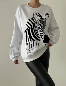 White Zebra Print Sweatshirt
