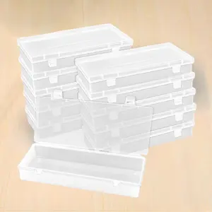 10Pcs Stackable Plastic Clear Storage Box Containers with Latching Lid - Art Craft Supply Organizer Storage Containers for Pencil Box, Crayon, Beads, Jewelry (6.2x2.5x1.2inch) - Home Improvement.