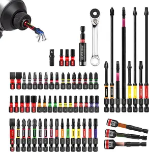 66 count Impact  Bits Set,  S2 Steel Phillips/Slotted/Square/Torx/Hex Insert Power Bits Tips with Impact Bit Holder and Impact Nut Driver and Mini Wrench