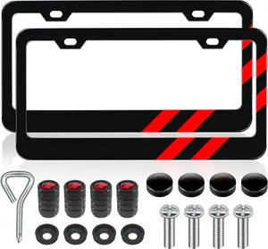 2PCS Red, License Plate Frame, Rustproof Car Tag Holder with Screws, Fits Standard US Cars Trucks