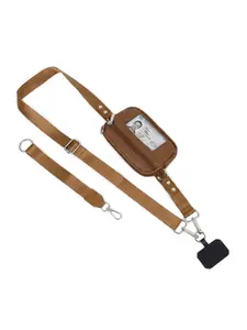 Multifunctional Crossbody Phone Bag, Detachable Vintage Small Leather Purse with Transparent ID Case, Universal Phone Strap for Smartphones, Crossbody Phone Lanyard