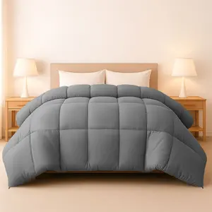Twin Comforter Ultra Soft Hypoallergenic Breathable Solid 1Pc Comforter Durable Box Stich Bed Comforter - Grey