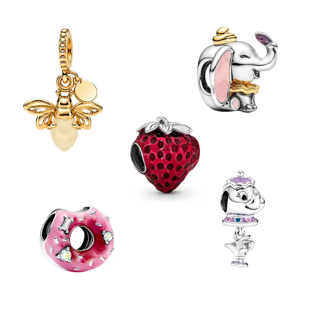 925 Sterling Silver Mixed Charms Set – Cute animals & Fruits like Strawberries Charms Jewelry Bracelet