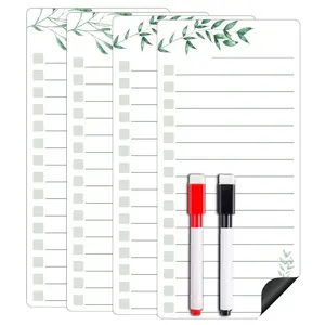 Magnetic Dry Erase Board Set, Refrigerator To-Do List Whiteboard Kit, Grocery List Whiteboard with 2 Markers, 4 Pieces