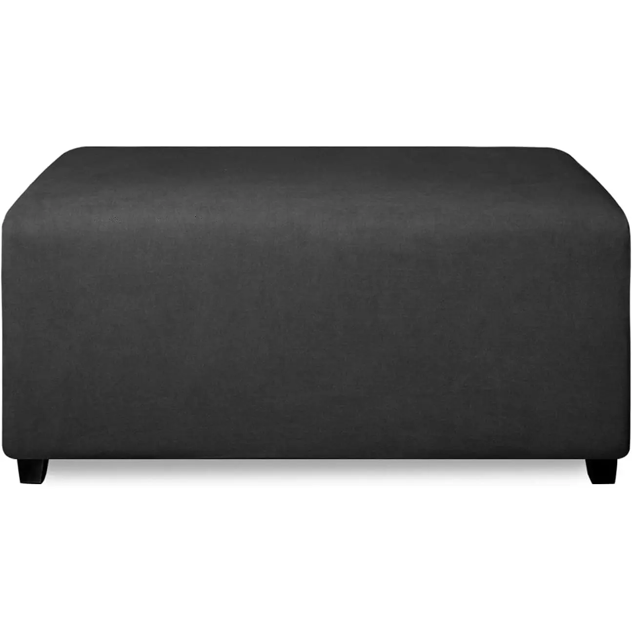 Stretch Rectangle Ottoman Cover Footstool Cover, Dark Gray | Fleece Soft Form Fit Ottoman Slipcovers Rectangle Slipcover for Folding Storage with Nonslip Elastic Bottom