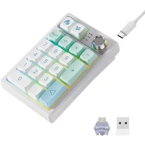 Mechanical Numpad Gasket Mounted with Creamy Sound, /2.4G/USB-C, Programmable Macro Numeric Keypad Rechargeable Number Pad Hot Swappable RGB Backlit Metal Knob for Win/, Mint