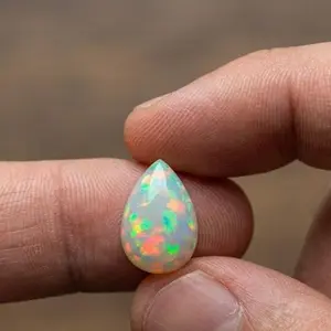 Natural Ethiopian Fire Opal Pear shape , Semi-Finished Semiprecious Stone, Ready for Jewelry Making
