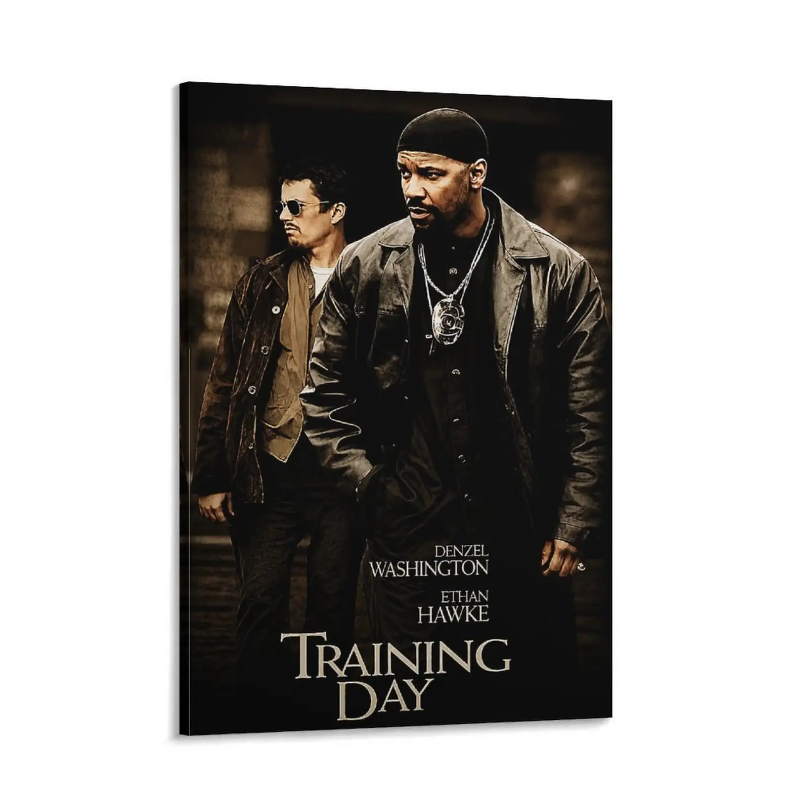 Training Day Inspired Canvas Wall Art, Denzel Washington & Ethan Hawke Movie Style Poster, Vintage Crime Drama Artwork, Cinematic Home Decor for Bedroom Living Room Office
