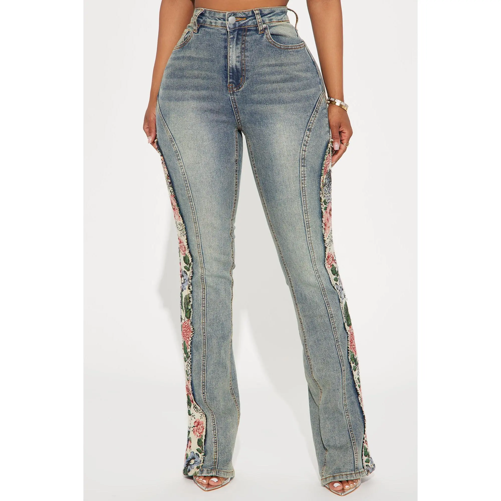 Amari Floral Stretch Bootcut Jeans - Vintage Wash
