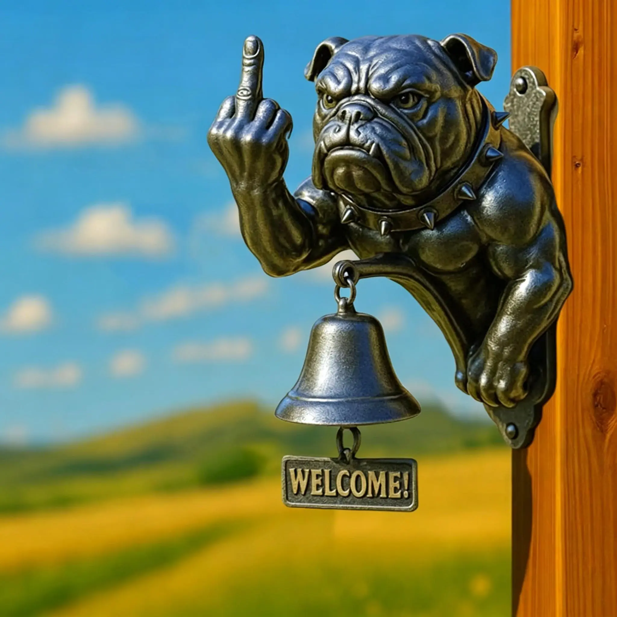 Rude Bulldog Doorbell - Funny Sassy Welcome Home Items, Quirky Design, Easy Installation, Perfect for Home Guest Greeting Statement Piece