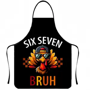 Funny 6 7 BRUH Chicken Pattern Polyester Apron, Novelty Cooking Aprons, 1 Count Unisex Cooking Apron, Christmas Gift, Winter Apron for Women,Thanksgiving Gift,Nails Design Tool, Nail Tech,Apron for Husband,Apron for Men, Kitchen Aprons