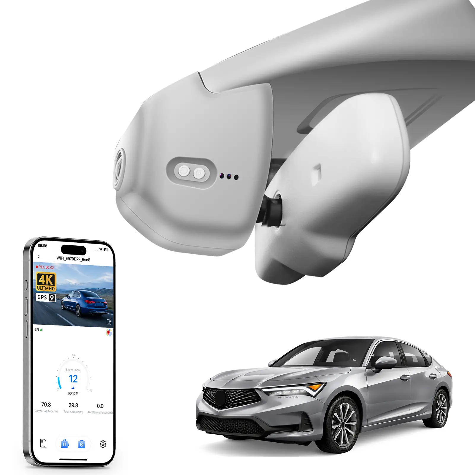 Mangoal 4K Dash Cam Custom fit for Acura Integra 2023 2024 2025(Gray), Type S w/A-Spec Technology Package