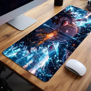 Anime Sword Warrior Pattern Mouse Pad, 1 Count Rectangle Gaming Mouse Pad, Non-Slip Base Mousepad, Desk Keyboard Mouse Mat for Home Office Game Use, Extended Mousepad