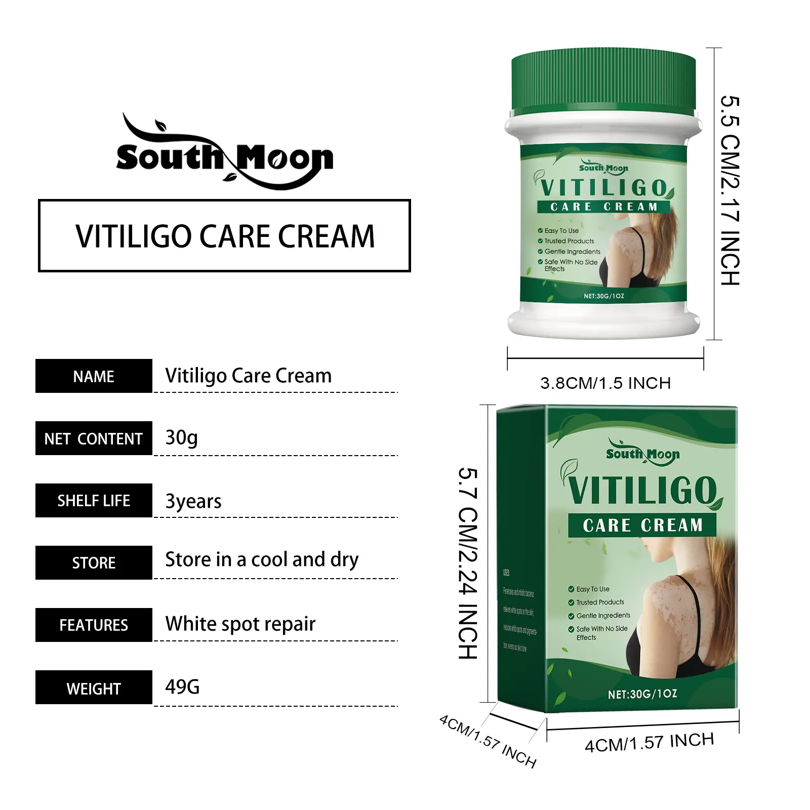 South Moon Vitiligo Care Cream - Mint Leaves & Aloe Vera Extract  Moisturizing Body Skin Repair Cream for Even Skin Tone & Long-Lasting  Moisture - TikTok Shop