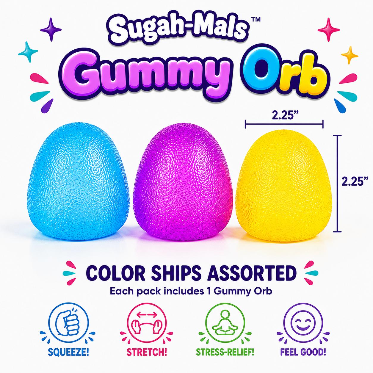 Sugah-Mals Sensory Squishy Collection - Slow-Rise Stress Ball Fidget Toys: Ice, Glitter & Gummy Orbs with Soft Maltose Texture Sugah-Mals Sensory Squishy Collection - Slow-Rise Stress Ball Fidget Toys: Ice, Glitter & Gummy Orbs with Soft Maltose Texture