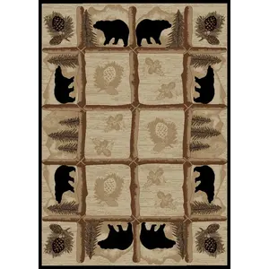 212 MAIN Mayberry Hearthside Toccoa Indoor Area Rug, 5ft3in x 7ft3in Multi-Color Polypropylene, Machine-Made Lodge Motif, Rustic, Stain-Resistant, Indoor Use