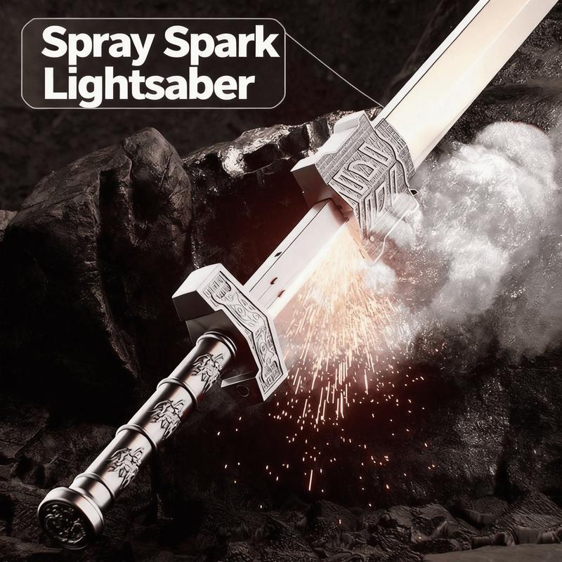 Cyberpunk SparkBlade Lightsaber Toy 34" with Sound & Fog Seven-Color Streaming Lights Type-C Rechargeable for Rave Cosplay Display Immersive Neon Design