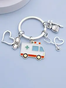 European and American Fashion Accessories, Medical Staff Backpack Keychain, Heart-Shaped Emergency Hat Keychain, Doctor Nurse Keychain