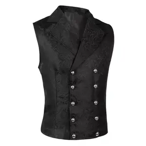 Formal Waistcoat Mens Gothic Steampunk Victorian Cosplay Slim Fit Men'S Button Waistcoat