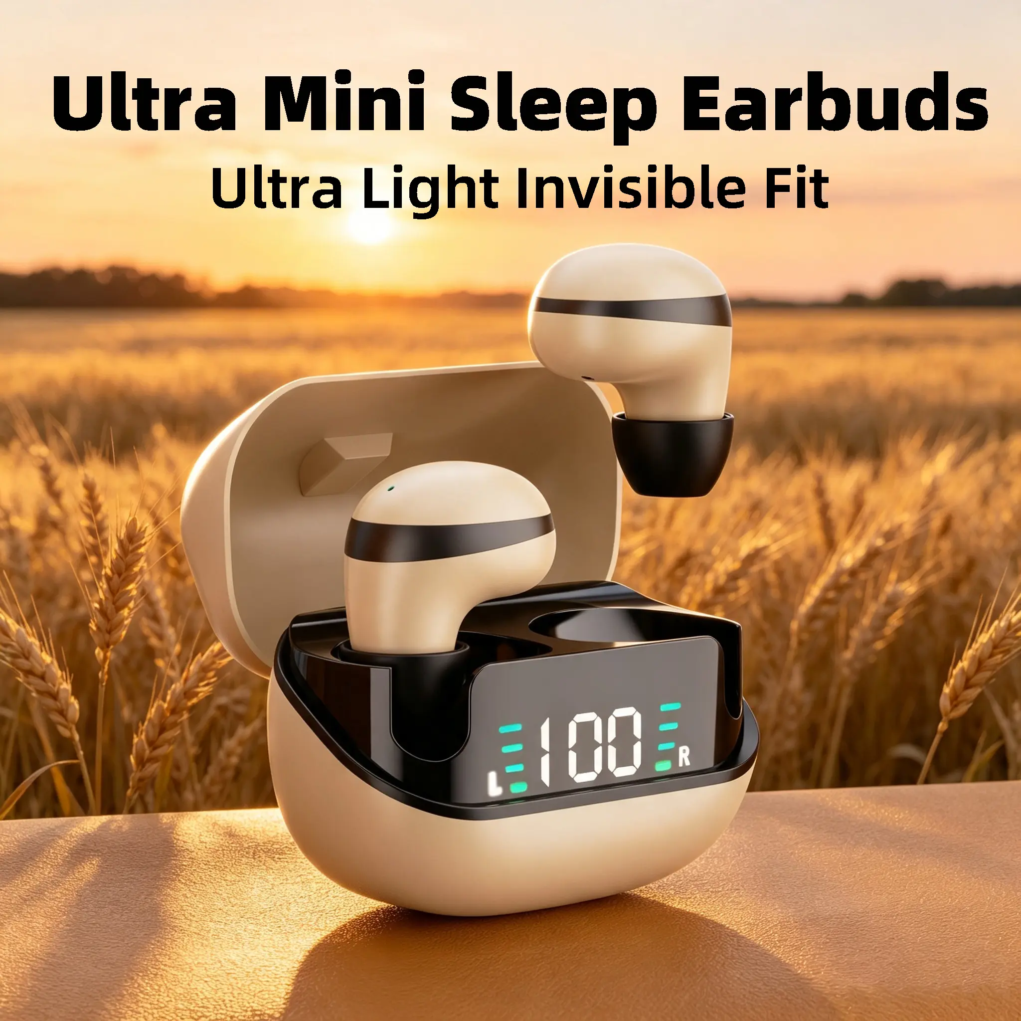 Wireless Noise Cancellation Mini Sleep Earbuds - Pressure-Dispersion Ergonomic Build, Ear Discomfort Prevention for Extended Wear, Side Sleeping Compression-Free, Well-Tuned Audio, Compact Charging Case for Home & Travel, Water Resistant