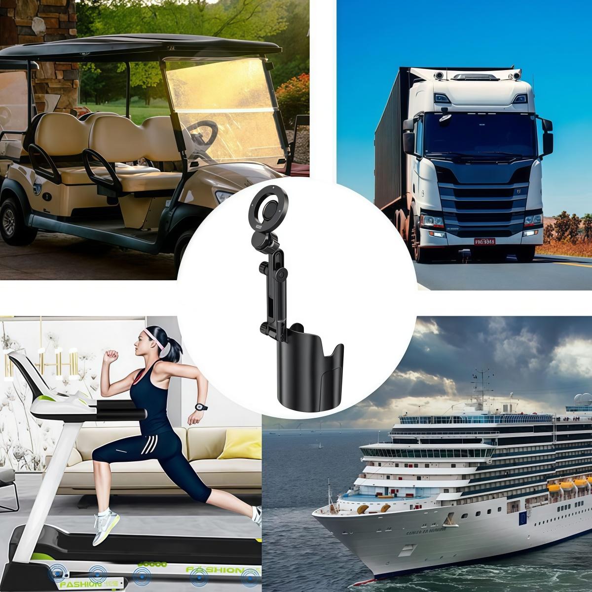 2026 Upgraded 2 in 1 Car Cup Holder Expander with Phone Mount, Adjustable Base & 360° Rotation, Universal Cup Holder Cell Phone Holder for Car, Compatible with iPhone Samsung All Smartphones, Stable Drink Bottle Holder for Most Vehicles