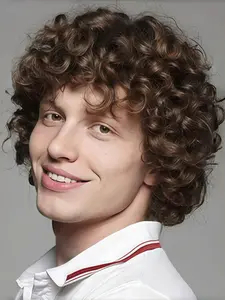 Men's Curly Short African Wig, Role Play Costume, Heat Resistant Synthetic Fiber, Perfect for Parties, Weddings, Music Festivals