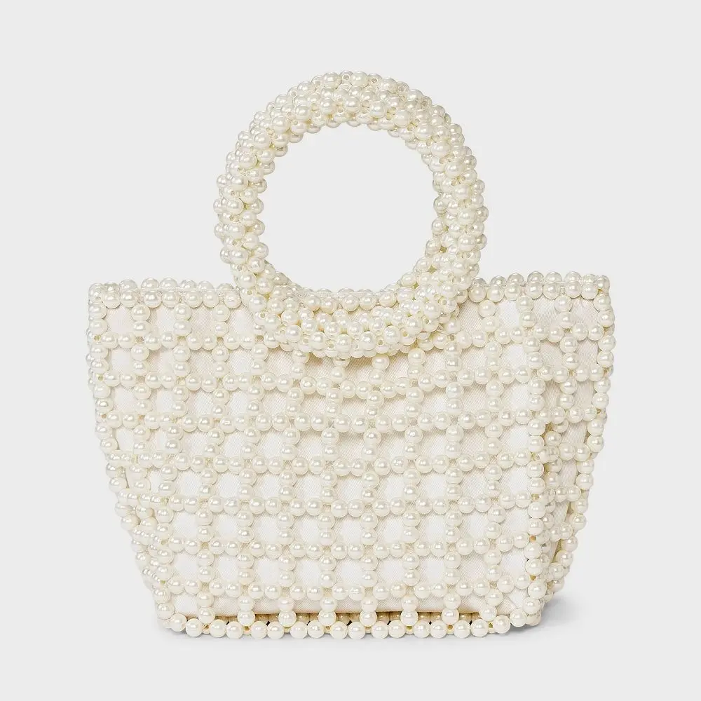 Mini Pearl Beaded Bucket Bag - A New Day Ivory Mini Pearl Beaded Bucket Bag - A New Day Ivory