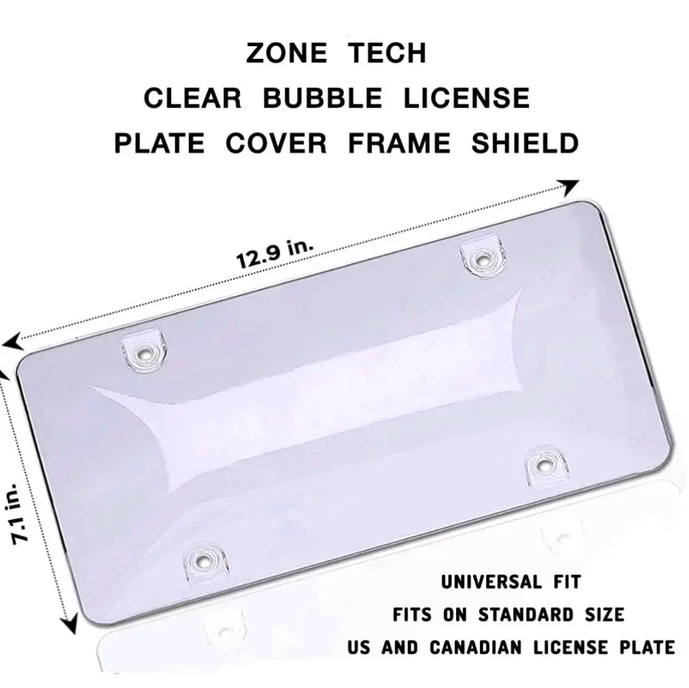 Zone Tech Clear Bubble License Plate Cover