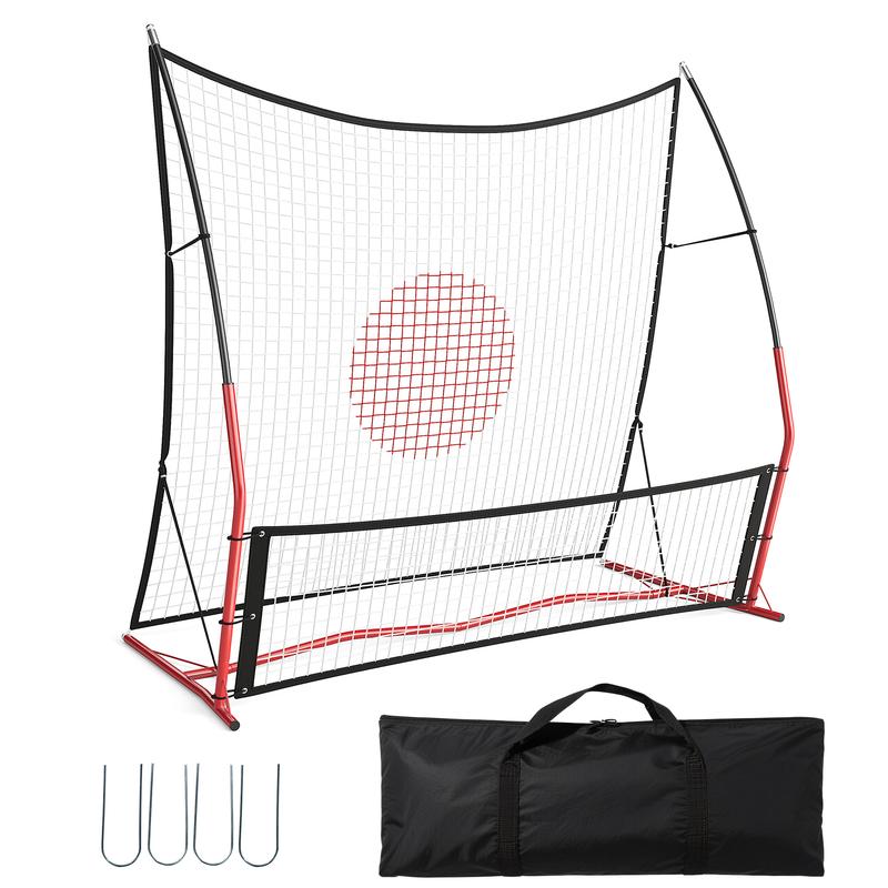 Gaomon 2-in-1 Adjustable Rebounder Net with Iron Collapsible Frame, Weather-Resist Net, Large/Compact Dual Surfaces, Portable Carry Bag, Soccer Cones, All Ages Soccer Training Equipment (Indoor/Outdoor Use)