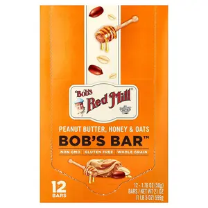 Bob's Red Mill Bob's Bar™, Peanut Butter, Honey & Oats, 12 Bars, 1.76 oz (50 g) Each