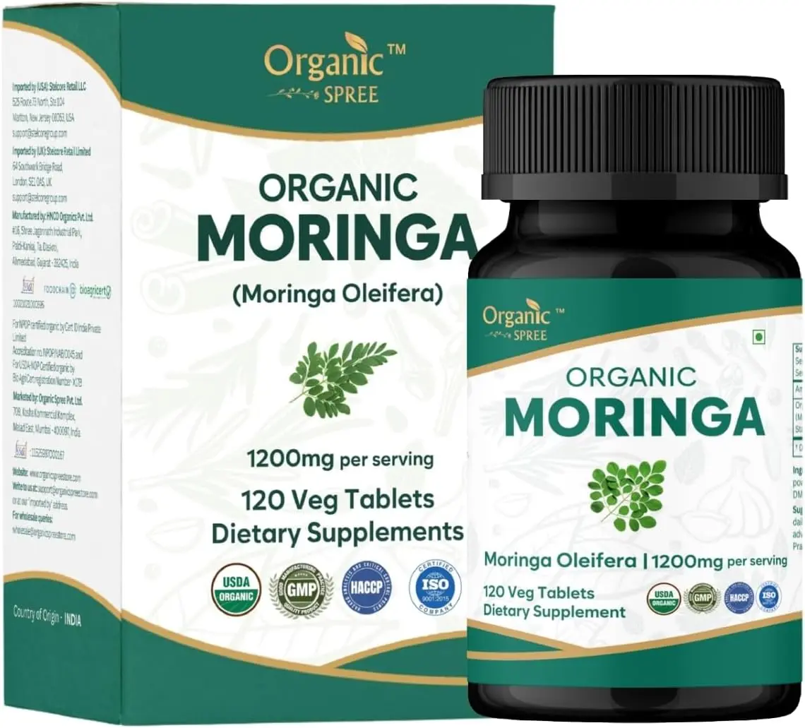 Organic Spree  Moringa Tablets – Moringa Oleifera Superfood Supplement | Energy, Immunity & Nutrient Support | 120 Count
