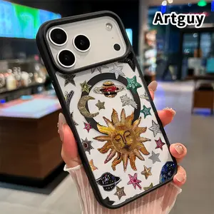 Magnetic Soft Case for iPhone 17 16  Pro Max Plus 15 14 13 12 11 Air E Celestial Emblem Array Pattern Anti-Yellowing Shockproof ultra-thin Silicone Crystal Transparent Acrylic Cover Supports Wireless Charging