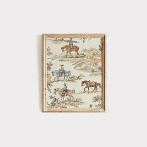 Vintage Cowboy Wallpaper Print - Rustic Farmhouse Western Decor Poster