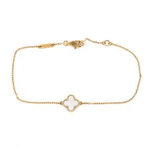 Pre-owned Van Cleef & Arpels Sweet Alhambra Bracelet 18K Yellow Gold and Mother of Pearl by Rebag