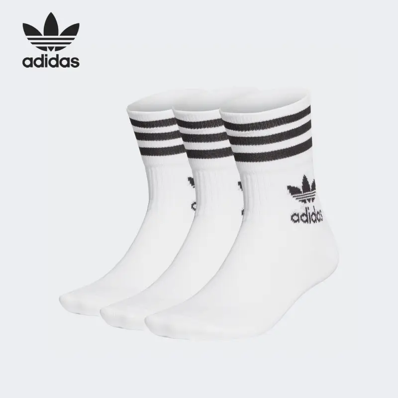 Adidas Originals classic logo mid-calf sports basketball socks, 3-pack, unisex, GD3575 grip socks, grip socks for soccer