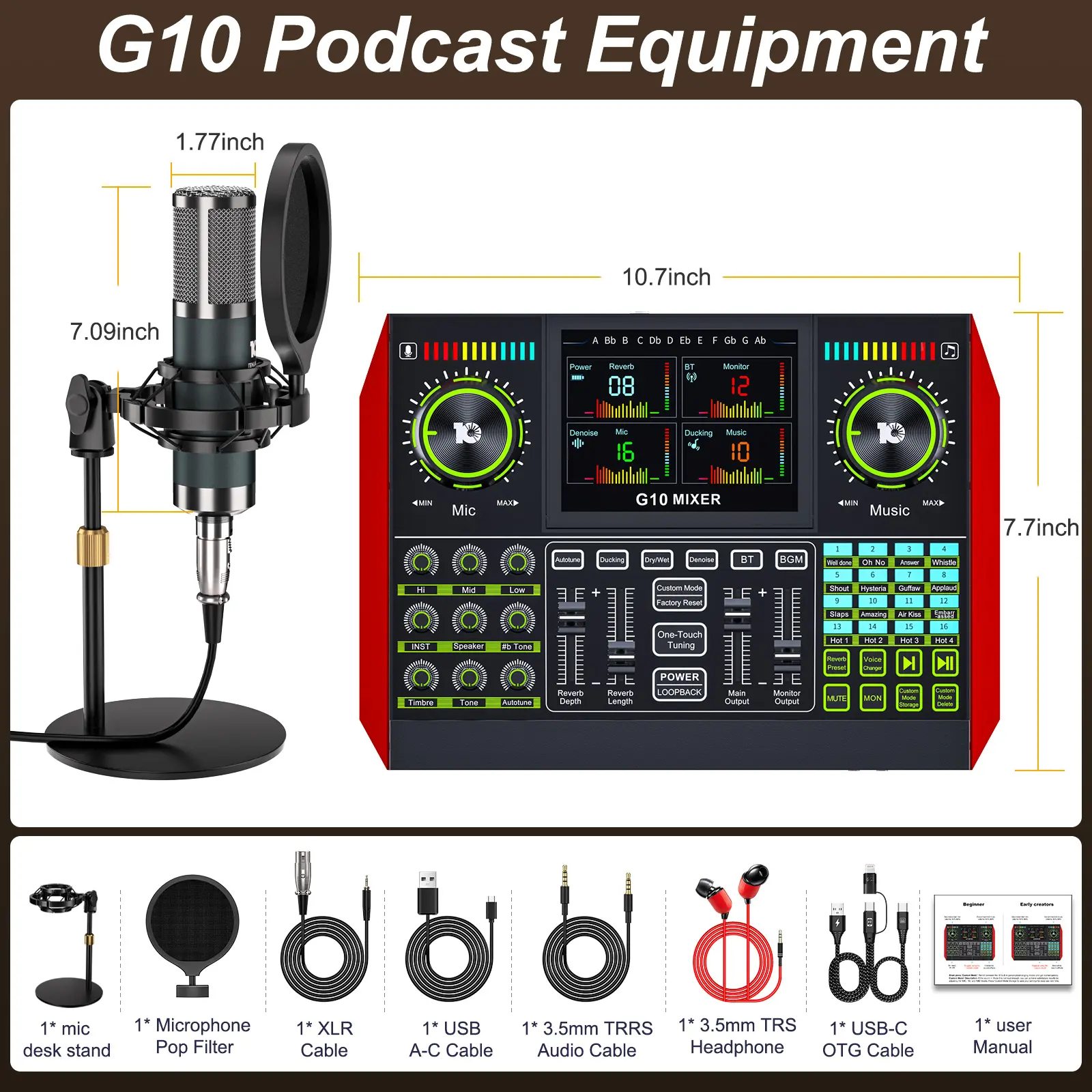 Tenlamp G10-P15 sound card kit, podcast equipment with Tenlamp G10-P15 sound card kit, podcast equipment with