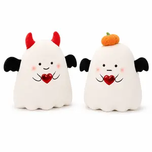 CHUBBYJOY  Ghost Stuffed Animal, 12 Inch Ultra Soft Plush Pillow with Black Wing Arms, Heart Design Classic Plush Toy, Cute Ghost Plushie for Bed, Desk Decor & Party Gifts