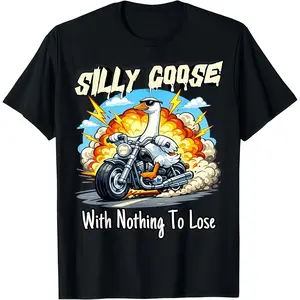 Silly Funny Goose with Nothing to Lose Chaos Goose T-Shirt